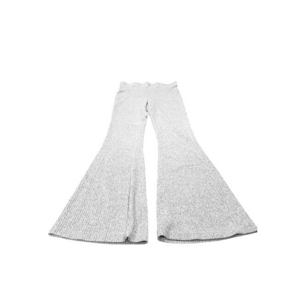 aerie Pants - Aerie Womens M Rib Knit Flare Leggings Gray High Waisted Bell Bottom Pants